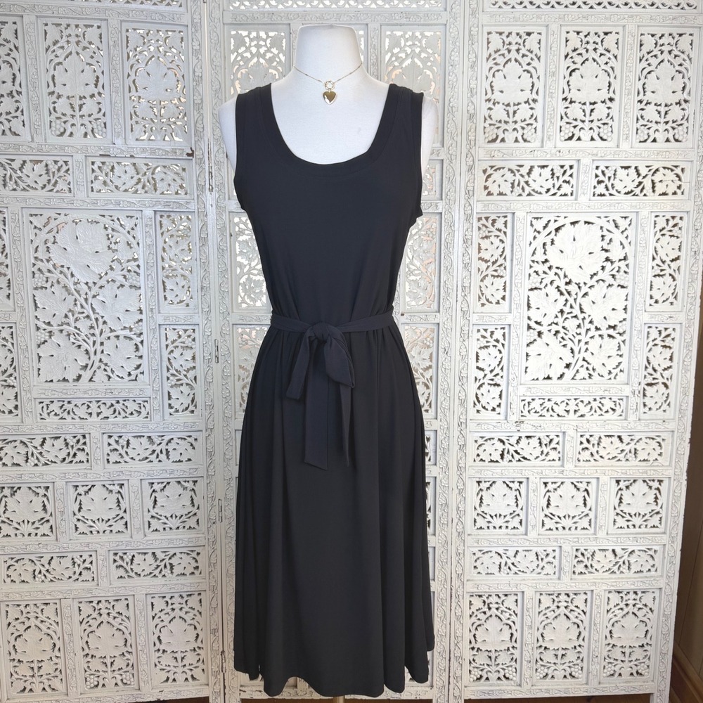 Habitat Clothes To Live In Black Sleeveless Dress Sz Small Tie Waist Minimalist